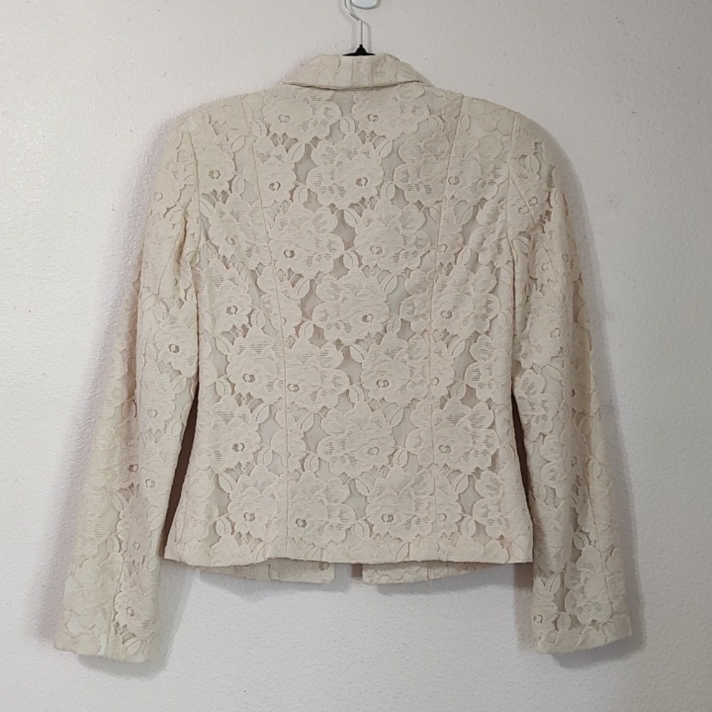 H&M Blush Lace Bow Closure Blazer Size 8 - Picture 2 of 6